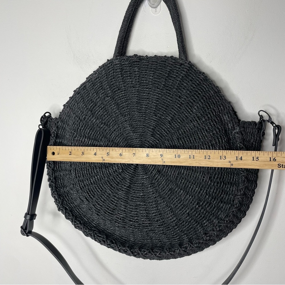 Abercrombie & Fitch Large Straw Women's Black Tote Bag Natural Round Bag - Picture 7 of 10
